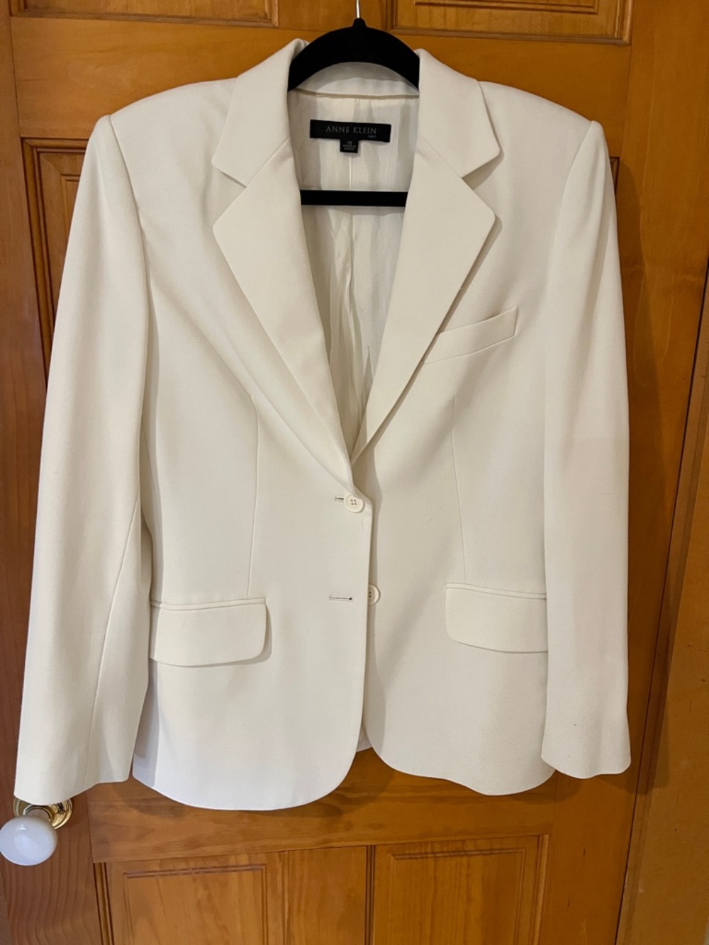 Anne Klein Ivory White Single-Button Blazer